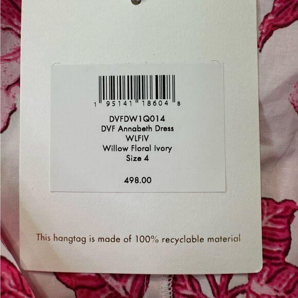 NEW Diane Von Furstenberg DvF Annabeth Dress Willow Floral Ivory Pink White 4 - Picture 11 of 13
